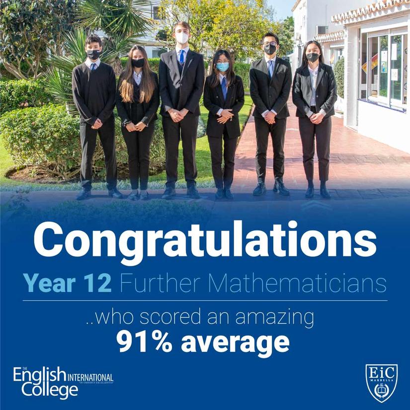 Year 12 Further Mathematicians scored an amazing 91 average score in